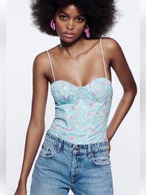 Zara Floral Corset Bodysuit
